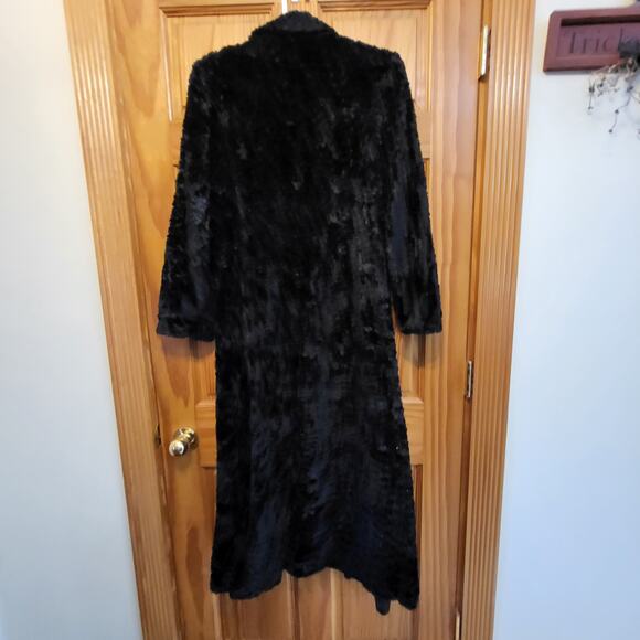 Y2K jackets Express coat women's black faux fur longline with pockets size 9/10 - Picture 3 of 8